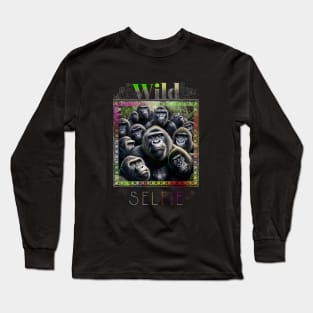 Gorilla Ape Wild Nature Funny Happy Humor Photo Selfie Long Sleeve T-Shirt